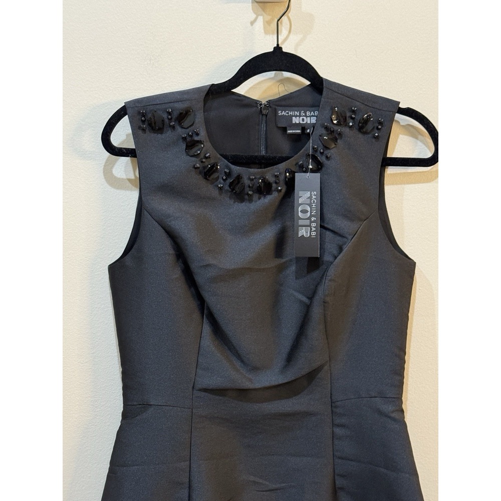 New SACHIN & BABI NOIR Northbook‎ Dress Embellished Jeweled Beaded Onyx Size 10 - Picture 4 of 11
